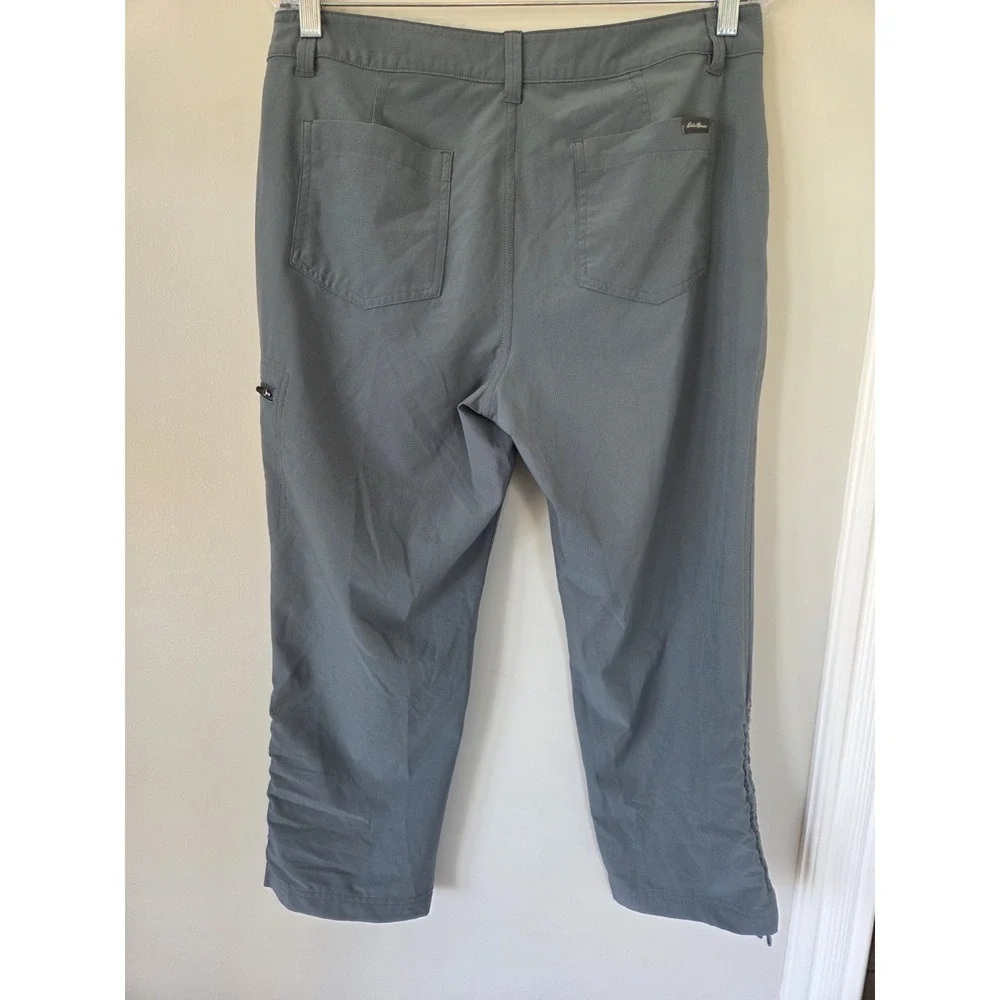 Eddie Bauer Womens Ripstop Crop Pant Capri Zip Pocket Gray Size 8